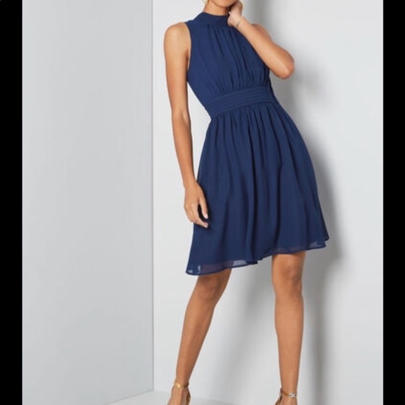 Modcloth Dresses & Skirts - ModCloth Windy City Navy Blue Mockneck Dress
